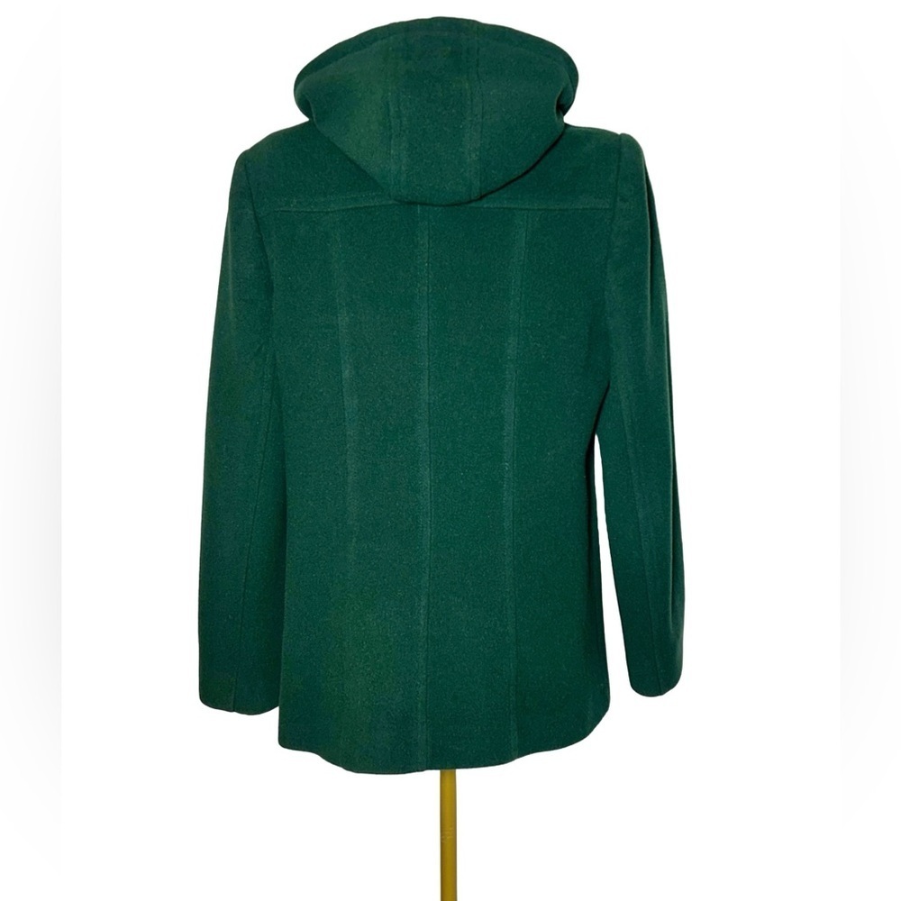 Preston & York Wool Coat in Rich Green with Pockets, Full Zip, & Hood, Small - Picture 6 of 15